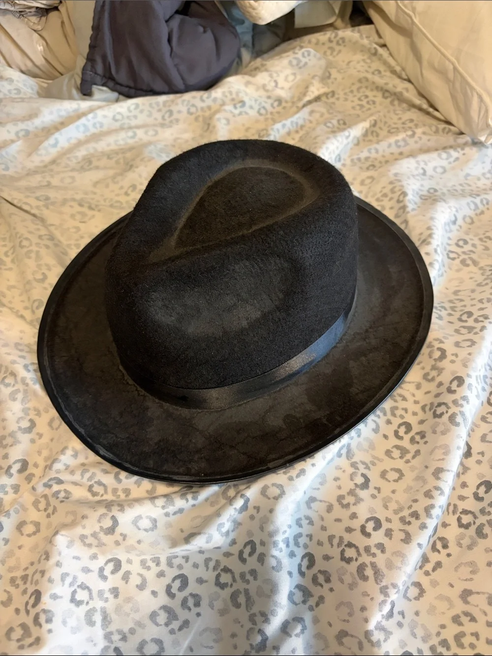 Classic Black Wide-Brim Fedora Hat
